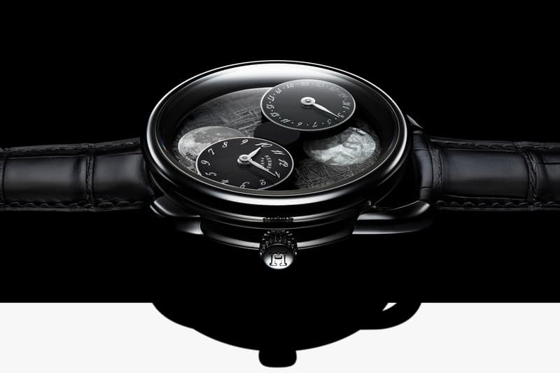 Hermès Arceau L’Heure De La Lune Double Moon Phase Watch northern southern hemispheres date month time seconds hours minutes 