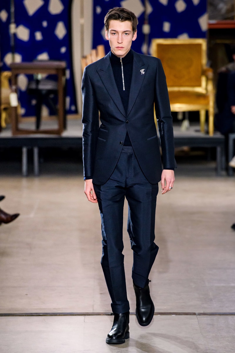 hermes fw19 fall winter 2018 mens menswear collection runway paris fashion week january clothes coats outerwear shirts pants jackets leather blue brown grey gray black orange brown info details