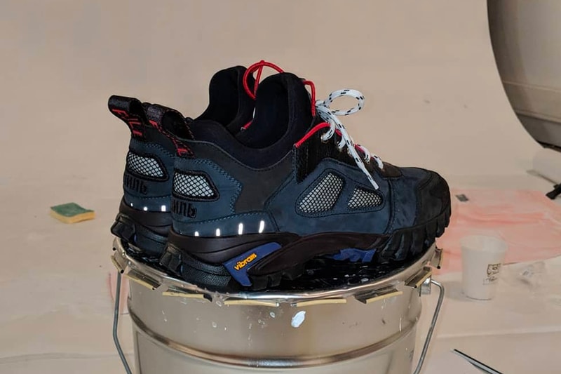 Heron Preston First Ever Sneaker Teaser Blue Black Vibram shoe СТИЛЬ cyrillic 