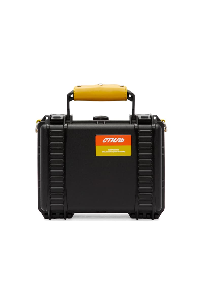 Heron Preston Black Tool Bag Release Plastic Info Plastic date Purse Yellow Orange Strap Industrial