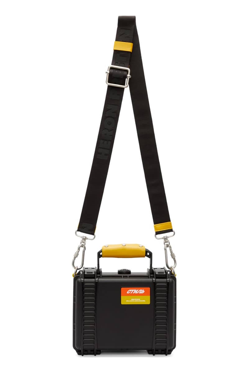 Heron Preston Black Tool Bag Release Plastic Info Plastic date Purse Yellow Orange Strap Industrial