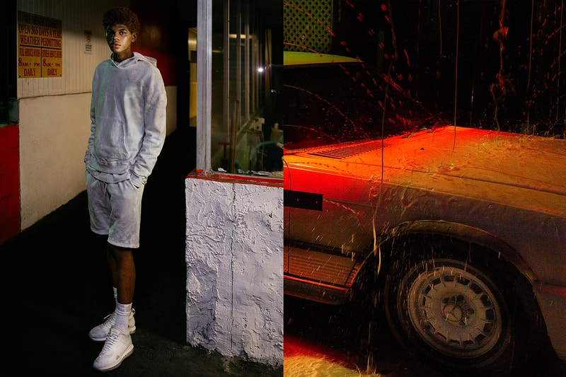 John Elliott Spring/Summer 2019 Lookbook basics staples sweats denim collection release info pricing date jewelry acceessories jackets sweaters los angeles M.A.R.S bougainvillea flowers made in LA 