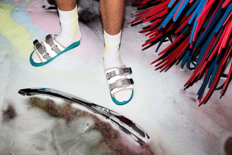 john elliott suicoke moto sandal slide spring summer 2019 ss19 info details buy release date blue teal silver polar white fleece 3m reflective nylon cordura fabric colors colorways