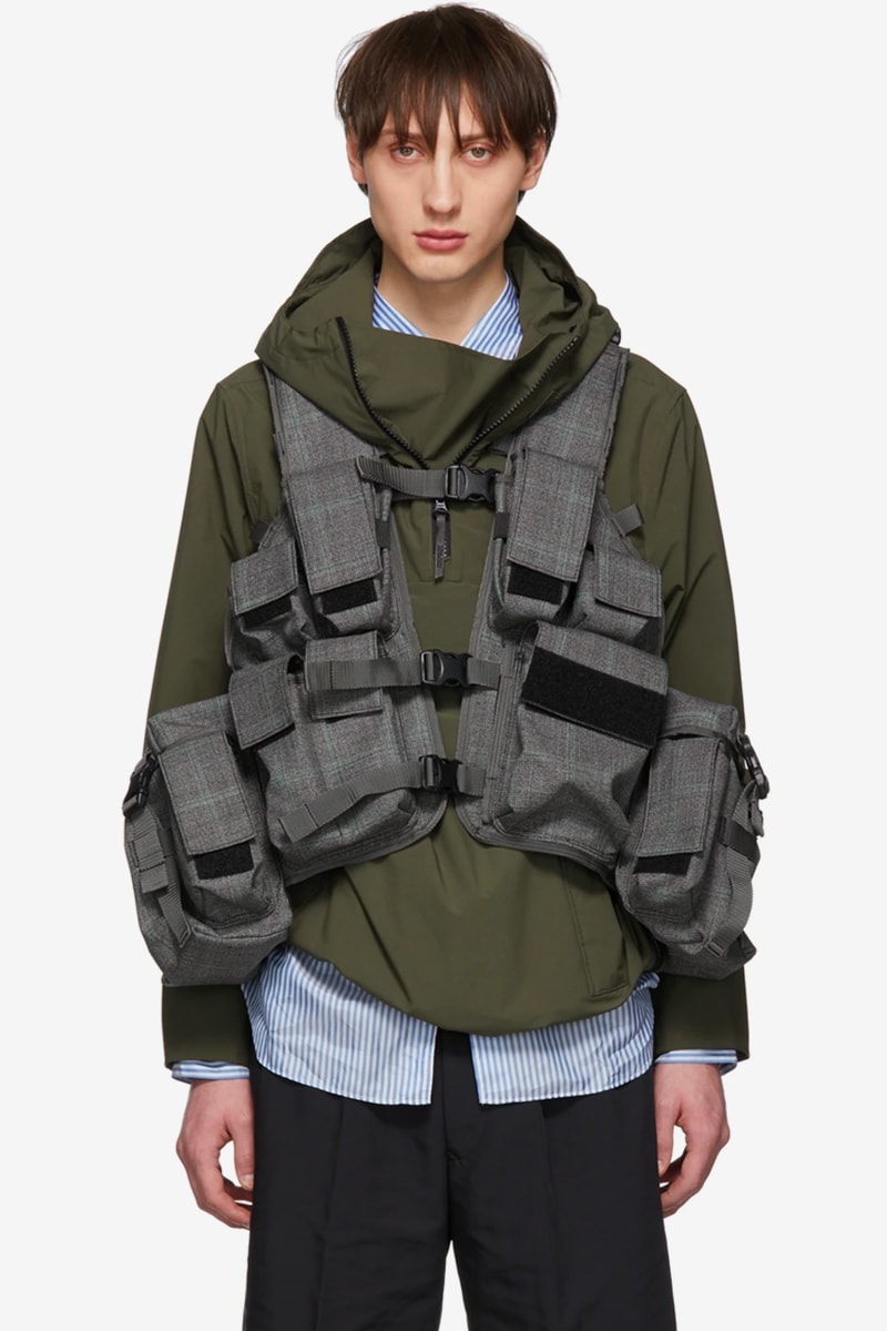 Junya Watanabe Gives Tropical Vest a Classy Makeover green grey check ssense price images release 