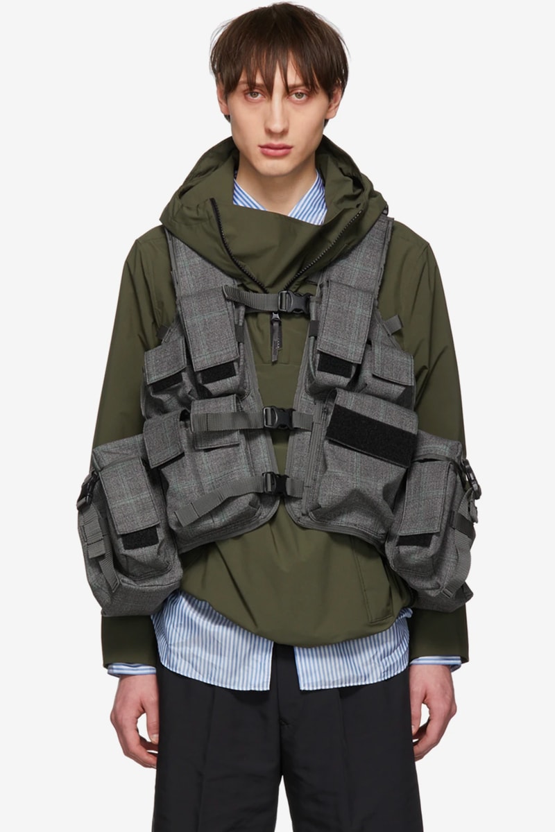 Junya Watanabe Gives Tropical Vest a Classy Makeover green grey check ssense price images release