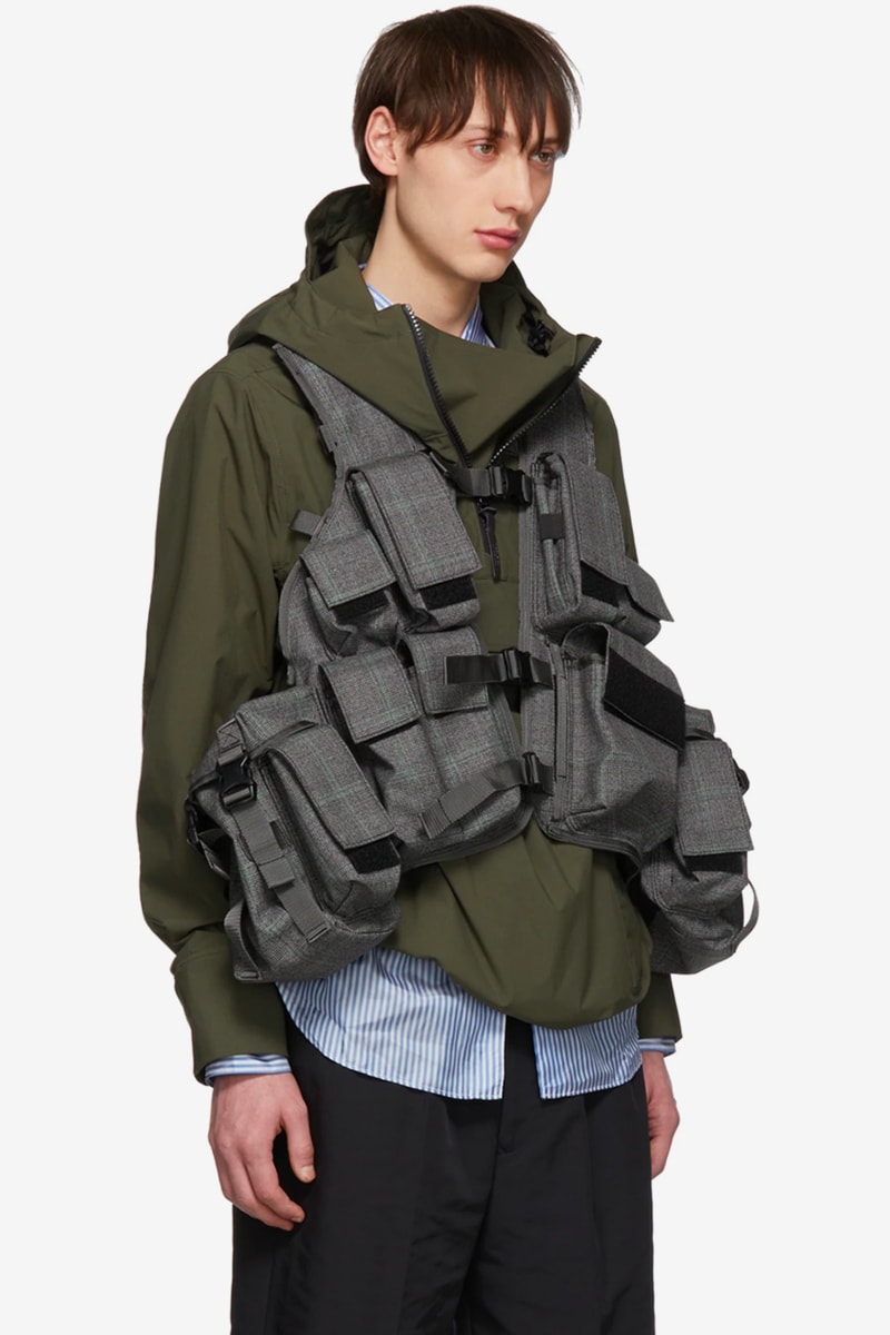 Junya Watanabe Gives Tropical Vest a Classy Makeover green grey check ssense price images release 