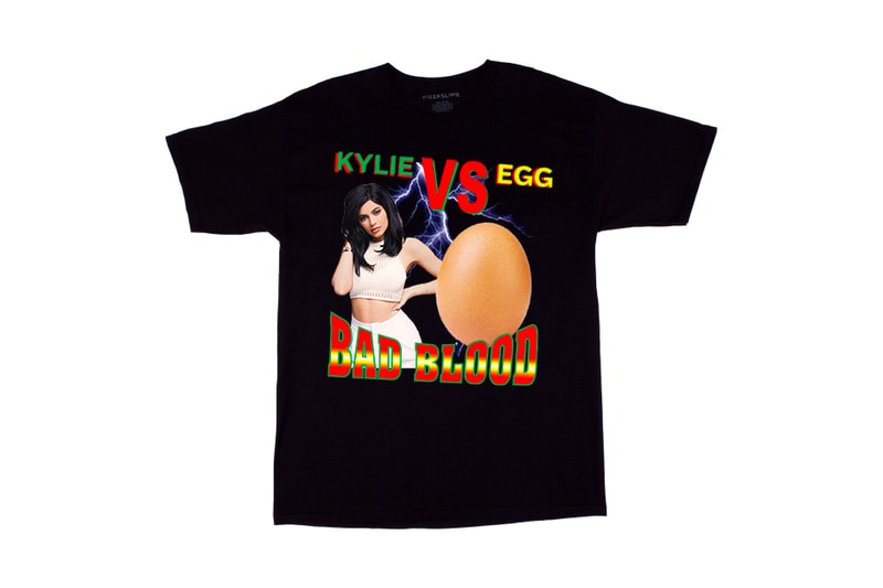 PizzaSlime Drops Comical “Kylie vs. Egg” T-Shirt instagram black eggs 