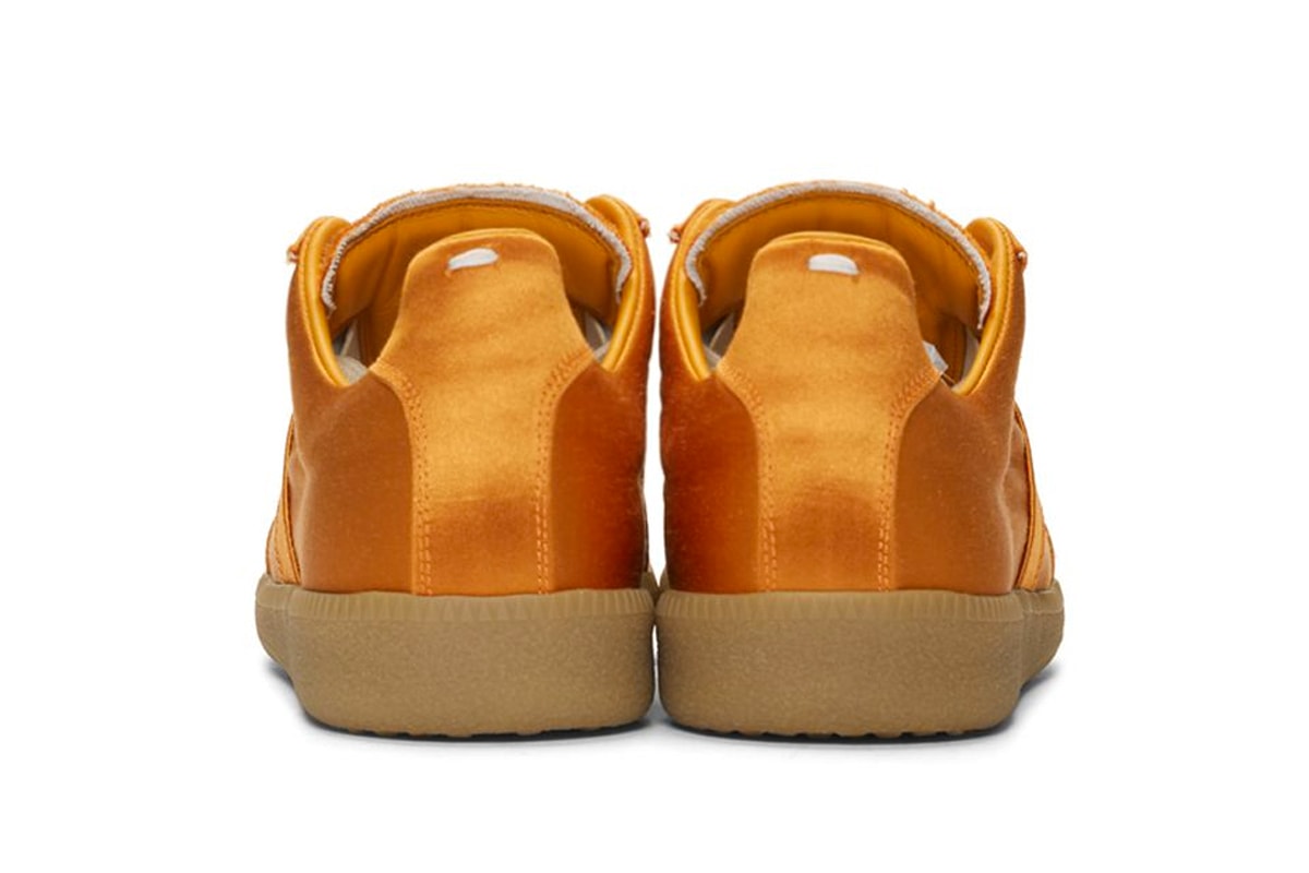 Maison Margiela Launches Three New Satin Replica Sneakers metallic orange light turquoise blue triple black images drop release date prices ssense footwear 