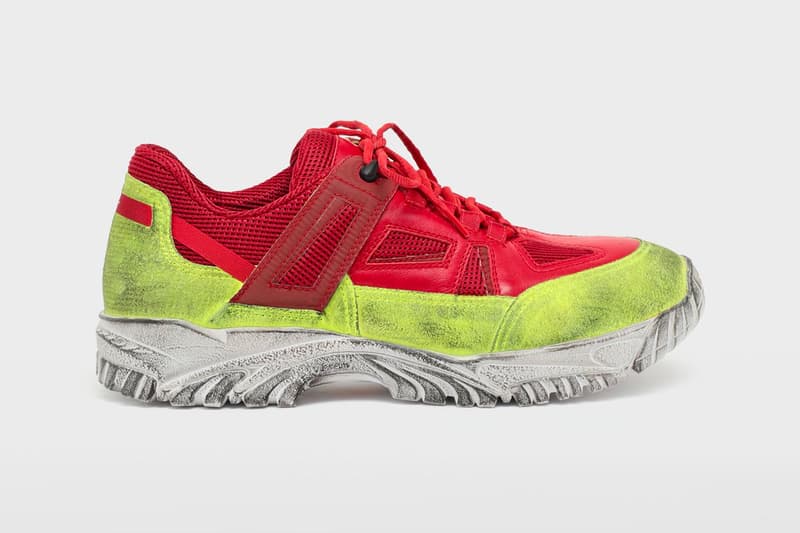 Maison Margiela Security Dirty Treatment Sneaker Release calfskin suede mesh chunky rubber price
