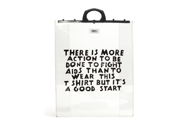 Maison Margiela Remodels Charity T-Shirt to Fight AIDS spring summer 2019 collection shoulder plastic bag release date images info OTB foundation AIDES