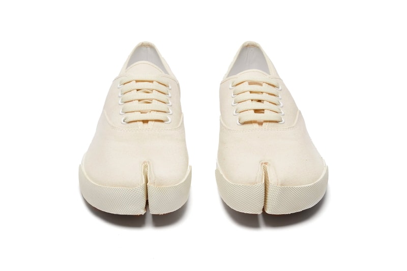 Maison Margiela Spring Summer 2019 Tabi Shoes footwear sneakers leather loafers printed canvas trainers split toe low top high top coated suede info release Date Boots