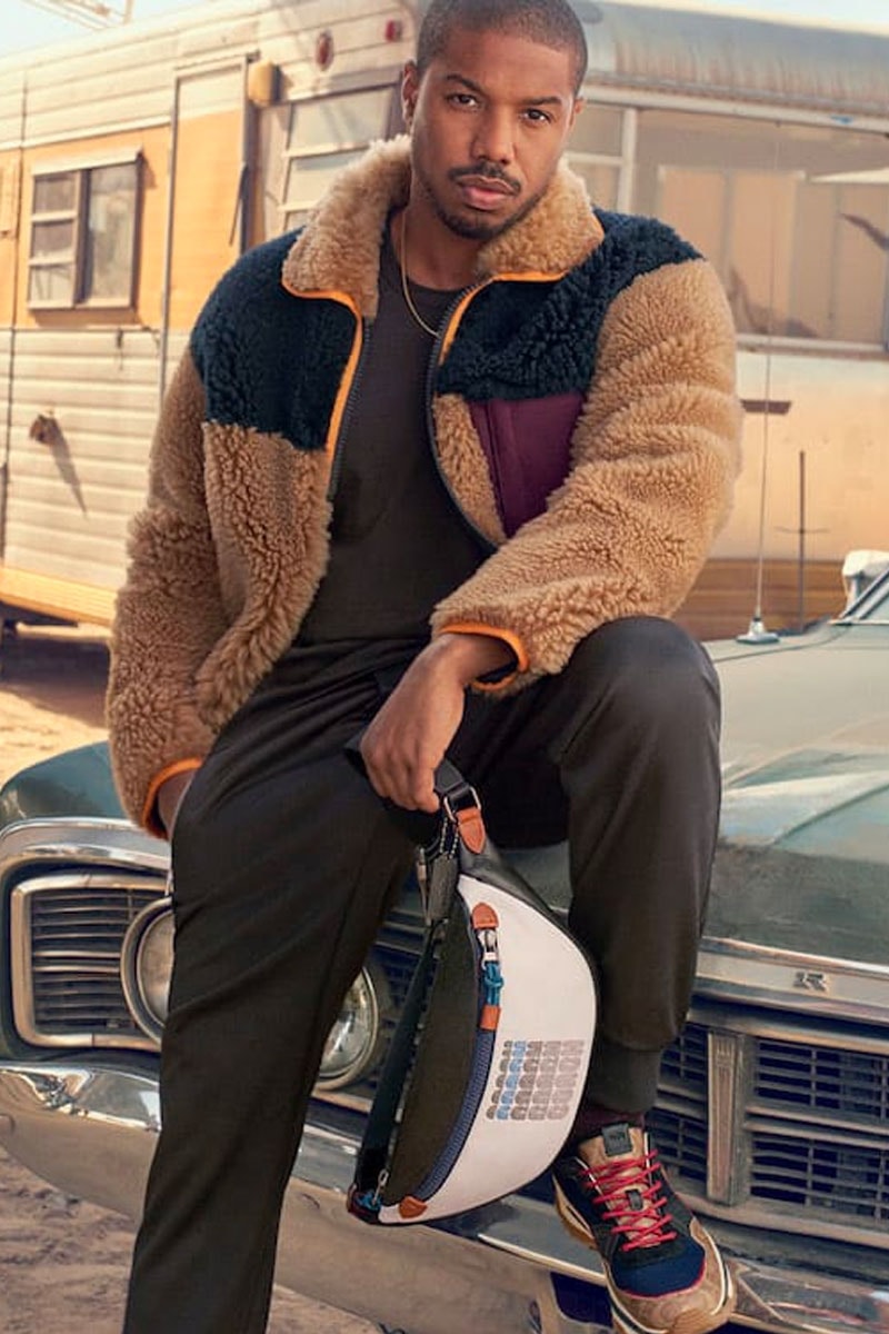 Michael B. Jordan Fronts New Coach Ads black panther leather goods fanny packs backpacks