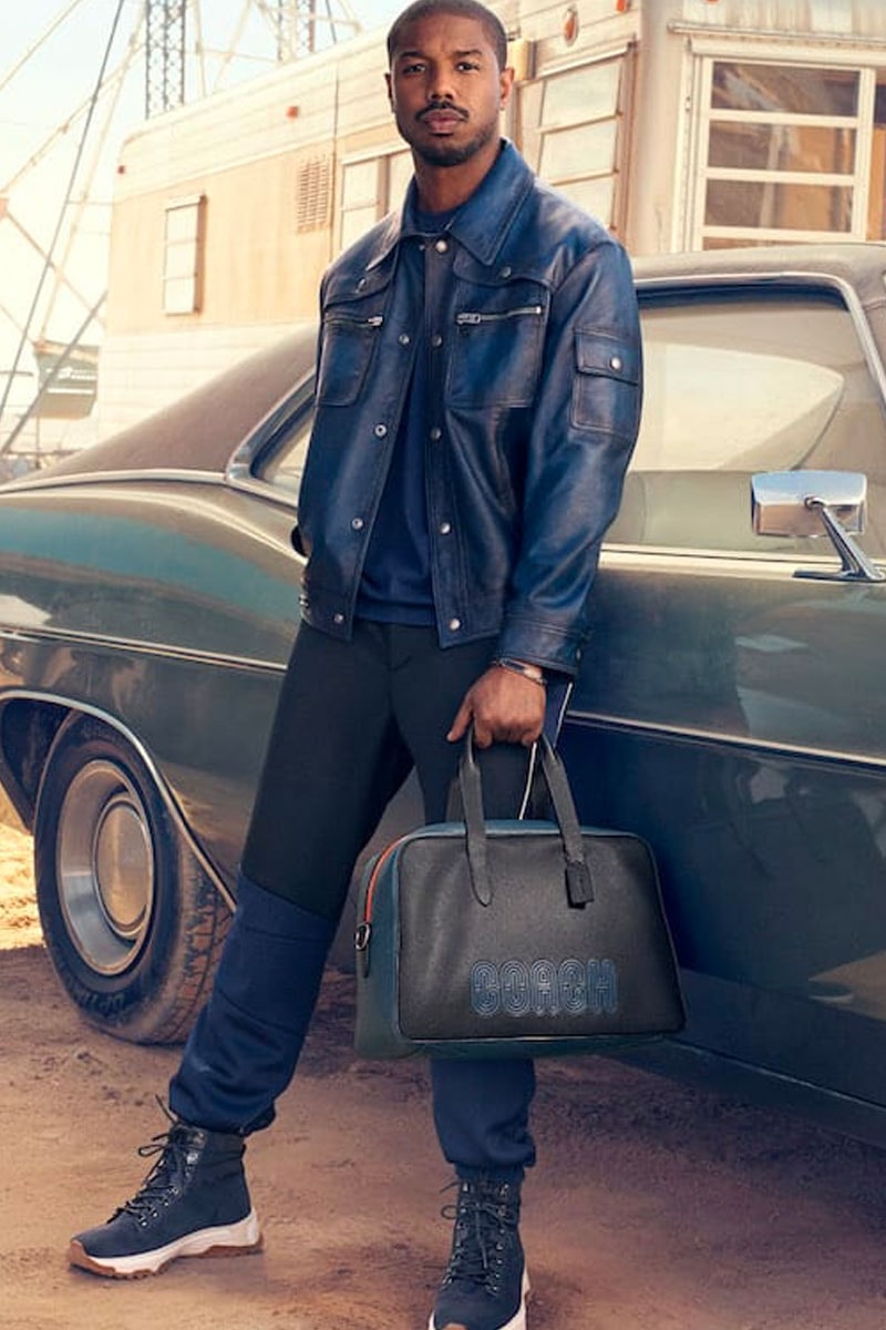 Michael B. Jordan Fronts New Coach Ads black panther leather goods fanny packs backpacks