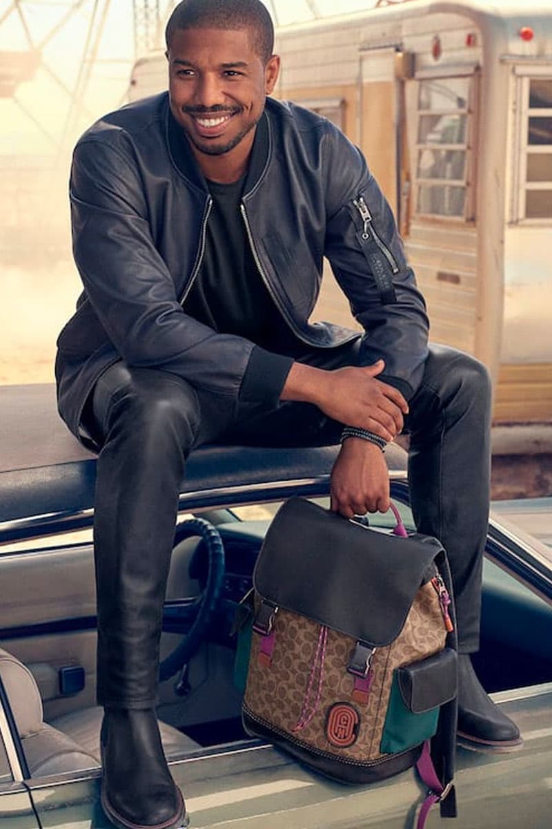 Michael B. Jordan Fronts New Coach Ads black panther leather goods fanny packs backpacks