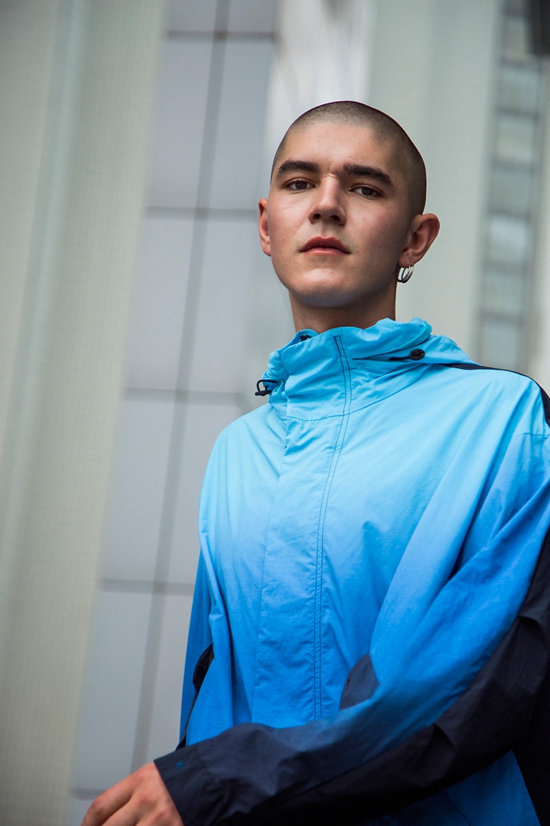 MINOTAUR Spring/Summer 2019 Lookbook gradient jackets army wrinkles ventilation coat coveral menswear collection ss19 fly knit polo dc-t flyknit m51 