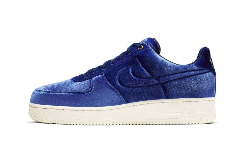 Nike Air Force 1 Receives a Velour Upgrade release drop date images price blue void pink rise black velvet footwear sneakers