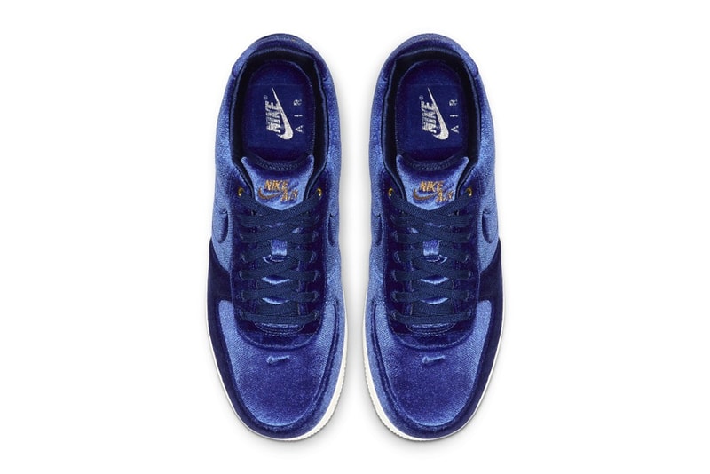 Nike Air Force 1 Receives a Velour Upgrade release drop date images price blue void pink rise black velvet footwear sneakers