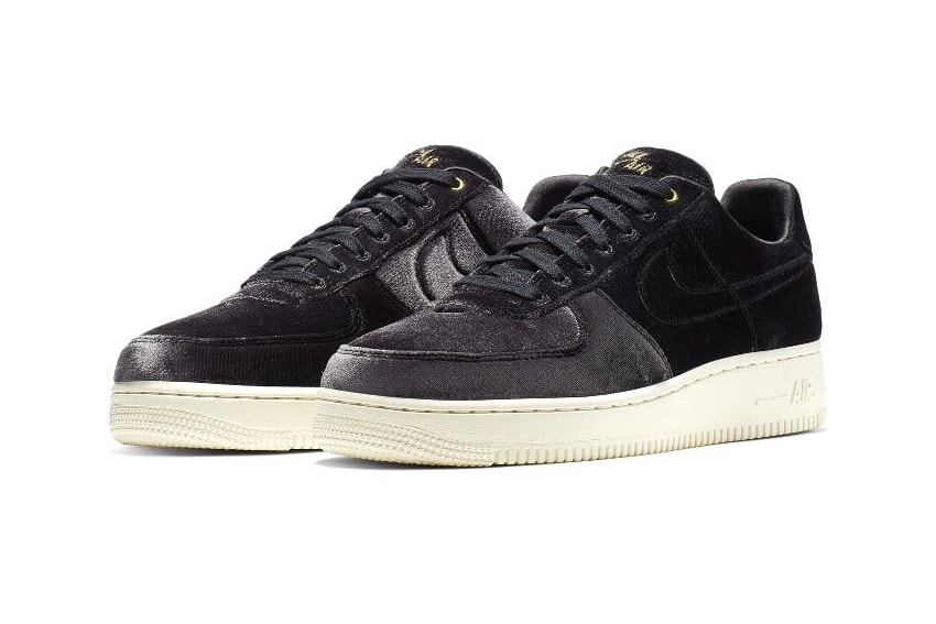 Nike Air Force 1 Receives a Velour Upgrade release drop date images price blue void pink rise black velvet footwear sneakers