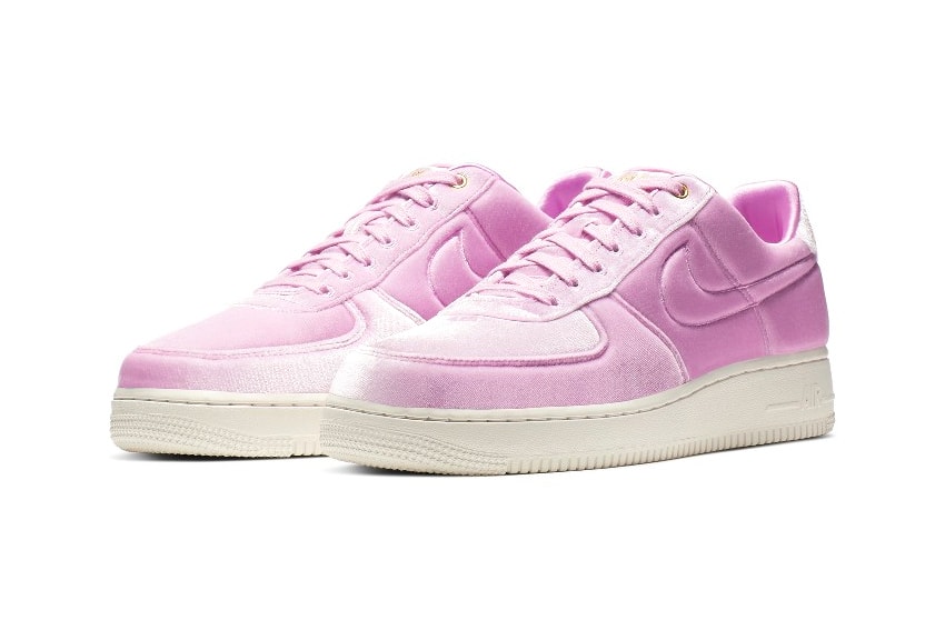 Nike Air Force 1 Receives a Velour Upgrade release drop date images price blue void pink rise black velvet footwear sneakers