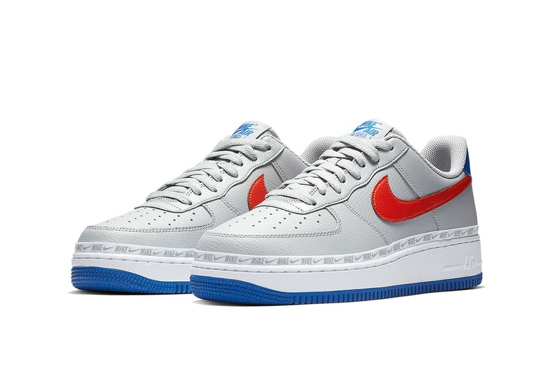 A Closer Look at Nike's Knicks-Themed Air Force 1 Low ribboned red blue white wolf grey habanero red game royal release date price info images footwear sneakers new york nba