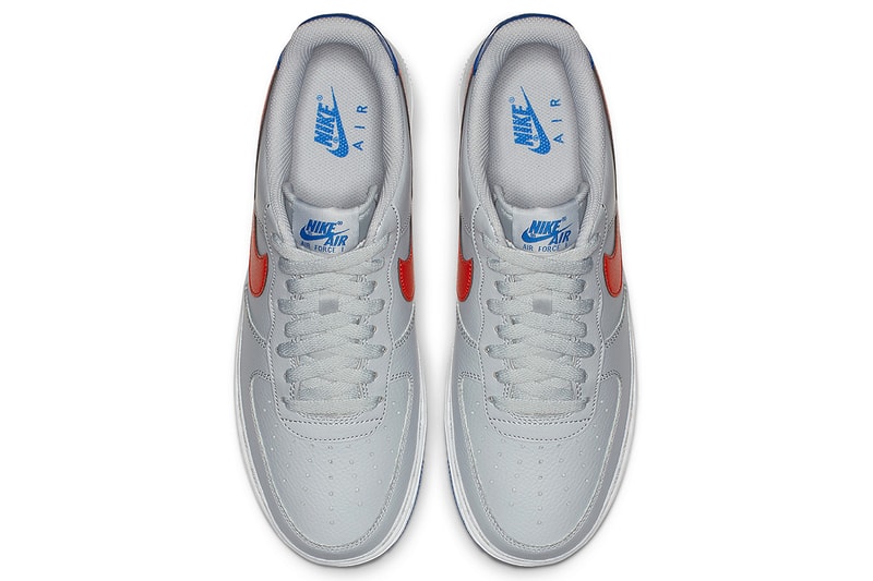 A Closer Look at Nike's Knicks-Themed Air Force 1 Low ribboned red blue white wolf grey habanero red game royal release date price info images footwear sneakers new york nba
