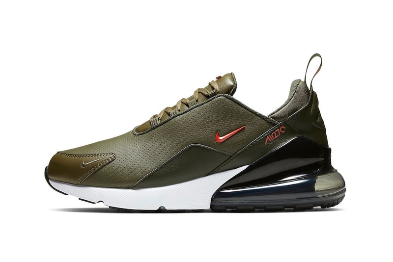 Nike Gives the Air Max 270 Trio a Leather Upgrade release drop date images info price black white orange olive green premium sportswear footwear 