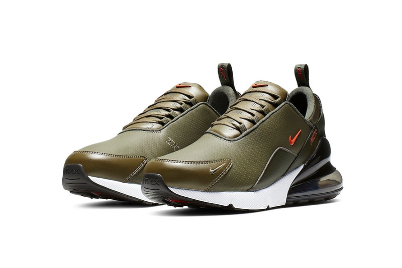 Nike Gives the Air Max 270 Trio a Leather Upgrade release drop date images info price black white orange olive green premium sportswear footwear 