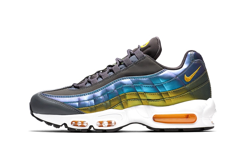 A Pearlescent Palette Covers the Shell of Nike's Air Max 95 drop release date info detail price images footwear sportswear blue gold yellow