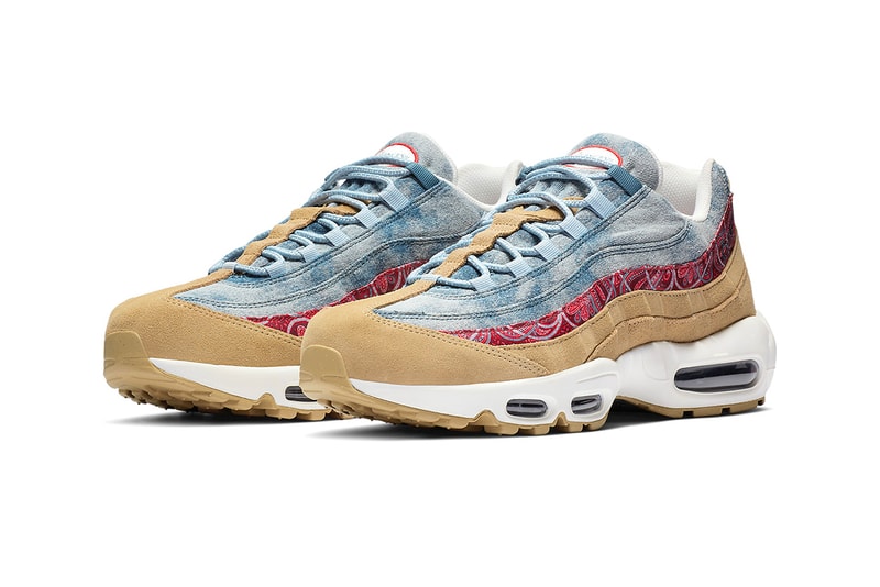Nike Air Max 95 "Wild West" Release Date denim suede paisley shoes kicks fashion cowboy Parachute Beige University Red Thunderstorm Light Armory Blue Sail Armory Navy