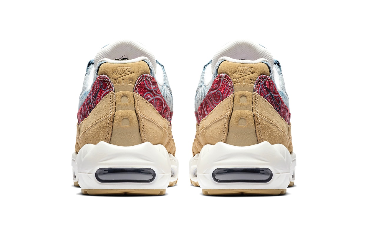 Nike Air Max 95 "Wild West" Release Date denim suede paisley shoes kicks fashion cowboy Parachute Beige University Red Thunderstorm Light Armory Blue Sail Armory Navy