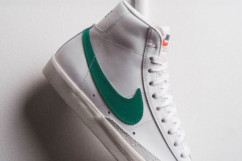 nike blazer mid vintage 77 lucid green sail white sneakers shoes where to buy retail cost price info details release date information pictures images photos pics grey gray suede leather 2019 january
