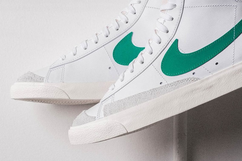 nike blazer mid vintage 77 lucid green sail white sneakers shoes where to buy retail cost price info details release date information pictures images photos pics grey gray suede leather 2019 january