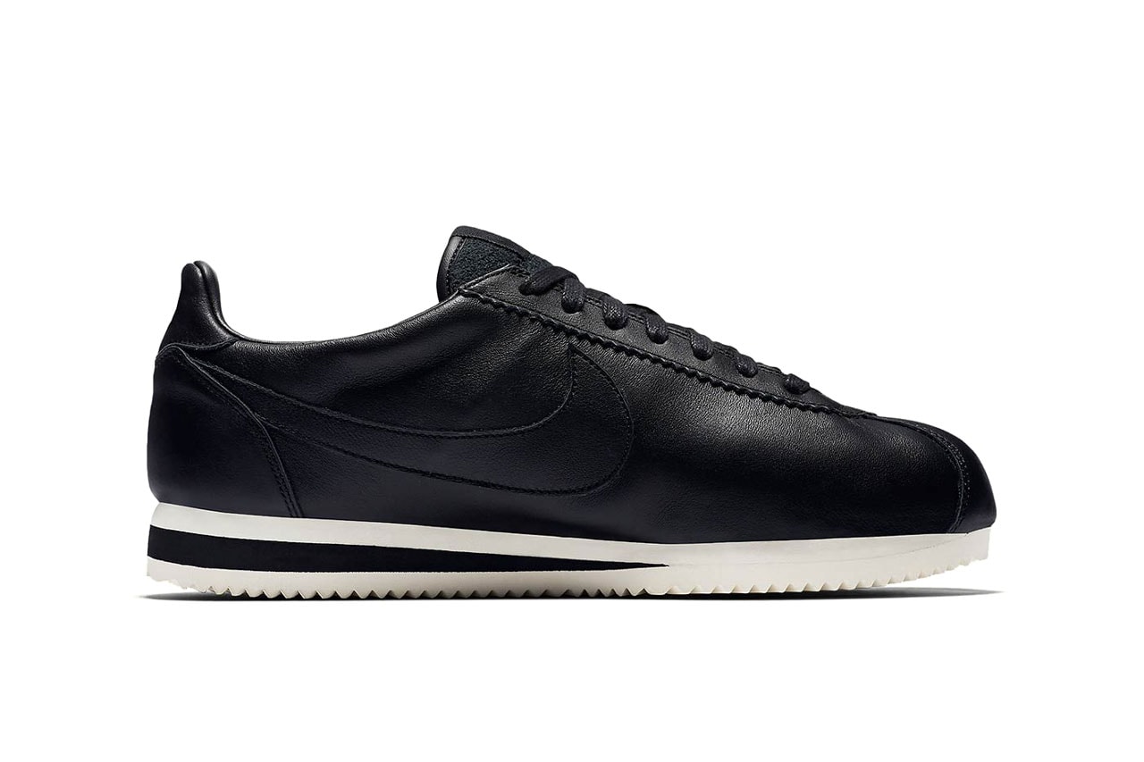 nike cortez premium swooshless plain colorway white black sail release date drop red blue leather buy 807480-003 807480-103