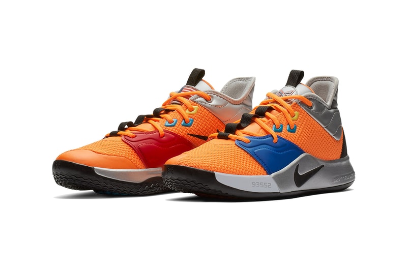 nike paul george pg 3 sneaker shoe colorway nasa collaboration orange silver flight tag release date info january 2019 19