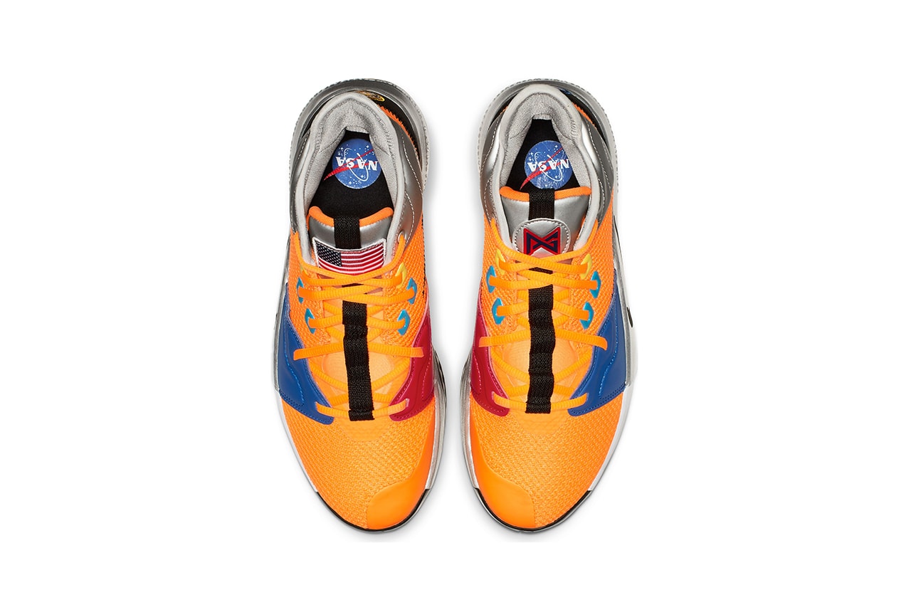 nike paul george pg 3 sneaker shoe colorway nasa collaboration orange silver flight tag release date info january 2019 19