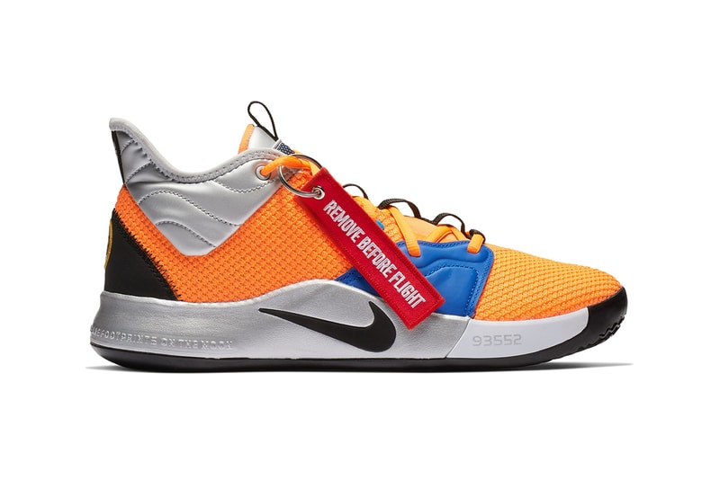 nike paul george pg 3 sneaker shoe colorway nasa collaboration orange silver flight tag release date info january 2019 19