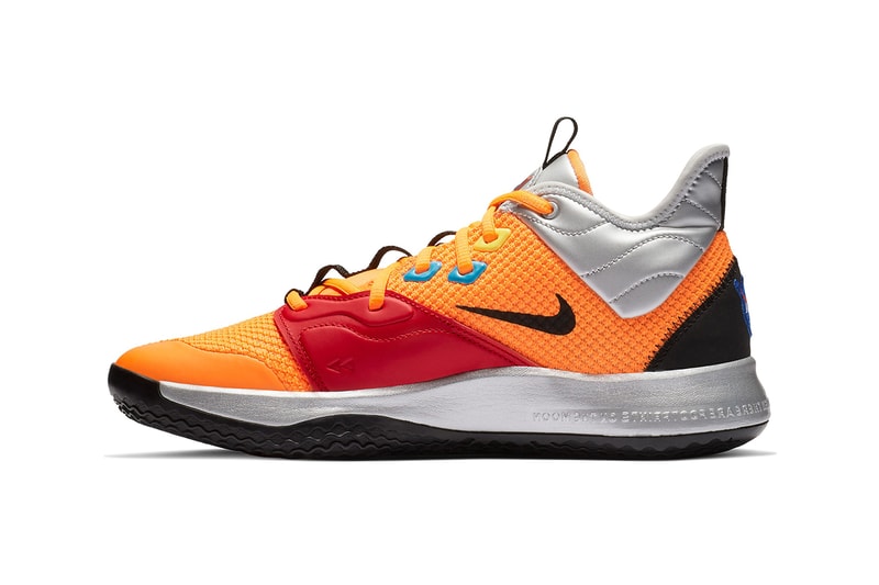 nike paul george pg 3 sneaker shoe colorway nasa collaboration orange silver flight tag release date info january 2019 19
