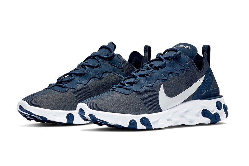 Nike React Element 55 “Midnight Navy” Release swoosh