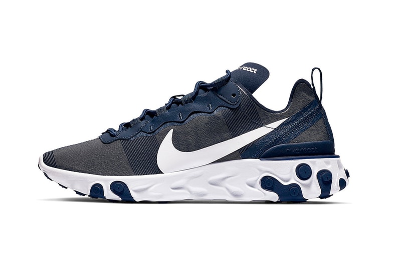 Nike React Element 55 “Midnight Navy” Release swoosh