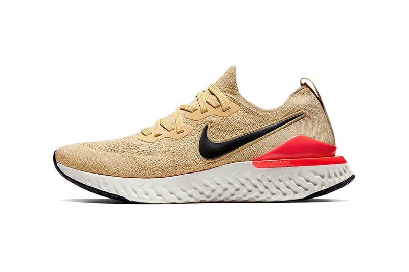nike epic react flyknit 2 Club Gold Metallic Gold Black Red Orbit Desert Orange 2019 january nike running footwear