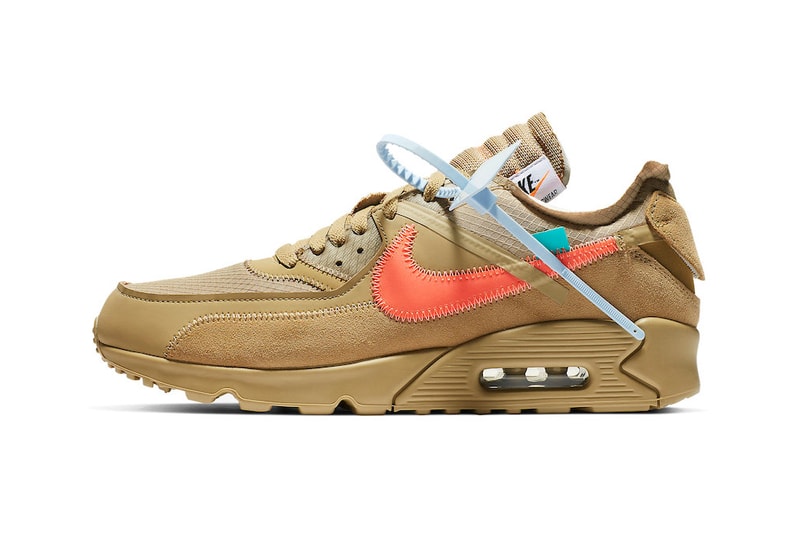 Off-White™ x Nike Air Max 90 Now Available at StockX desert ore black white running suede nubuck leather mesh virgil abloh 