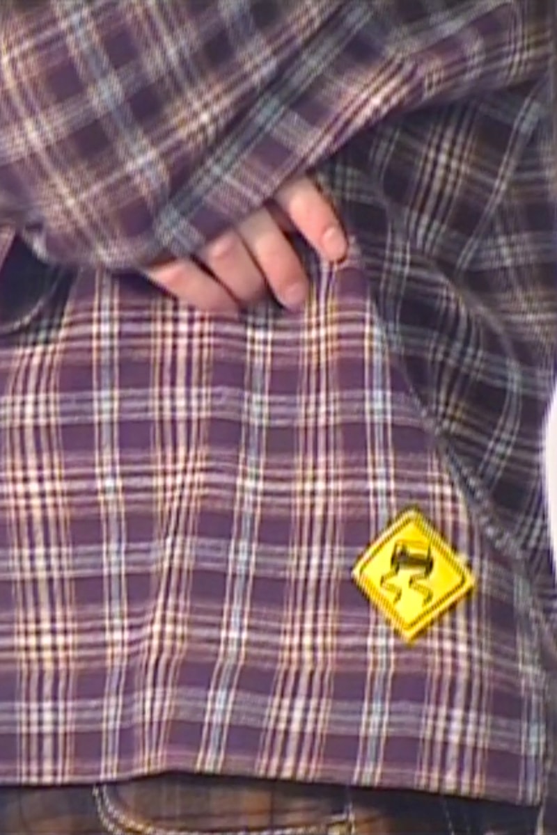 Opening Ceremony Skidz brand 1980s 80s clothing plaid pants baggy yellow car logo skidmark will smith fresh prince