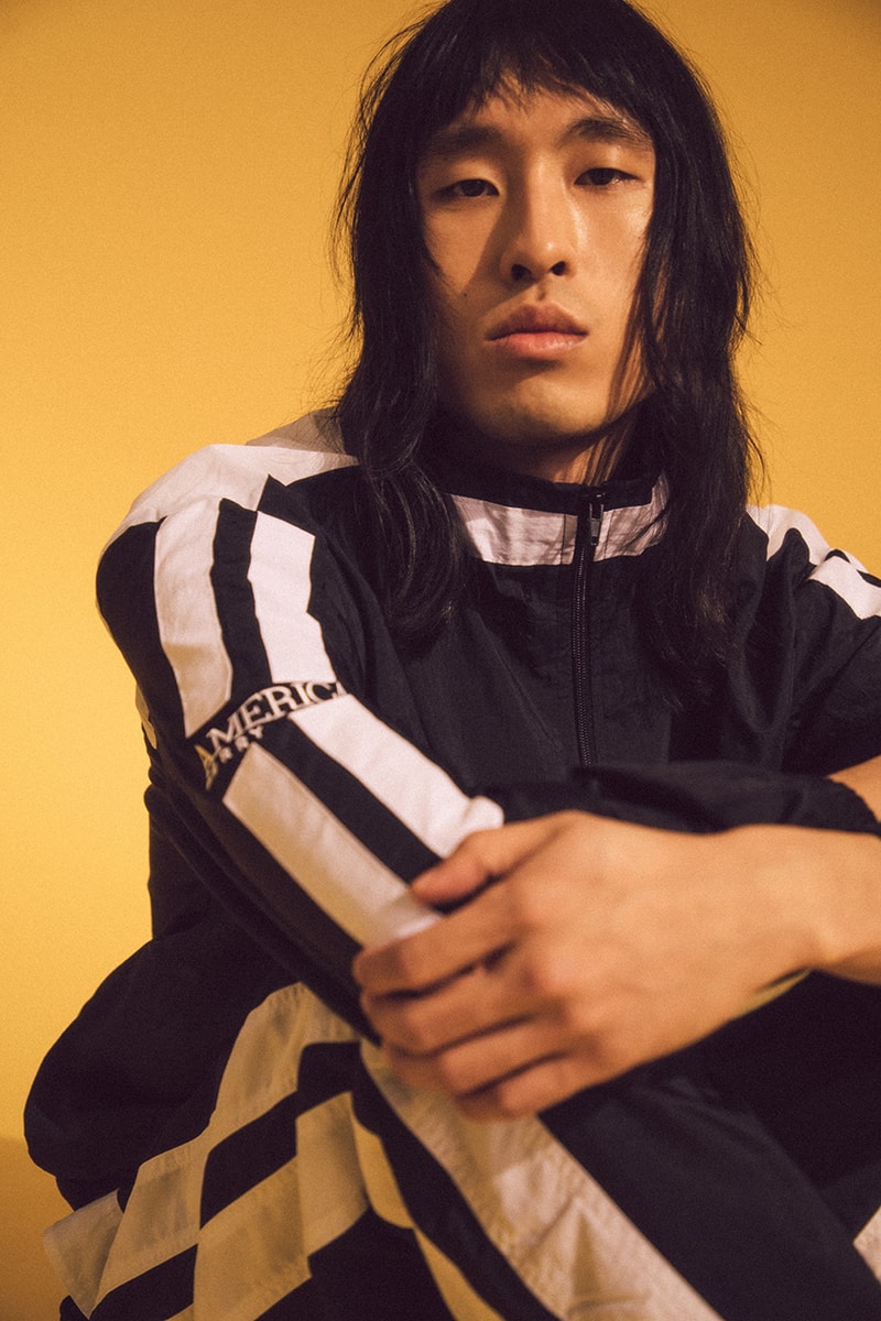 Perry Ellis America II 2019 Lookbook Winter primary colors blue red yellow gold black white denim shirts tees track pants shoes sneaker ‘90s vintage New York ready-to-wear 