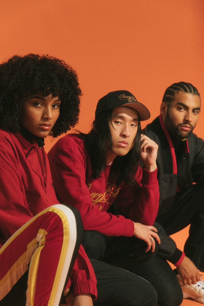 Perry Ellis America II 2019 Lookbook Winter primary colors blue red yellow gold black white denim shirts tees track pants shoes sneaker ‘90s vintage New York ready-to-wear 