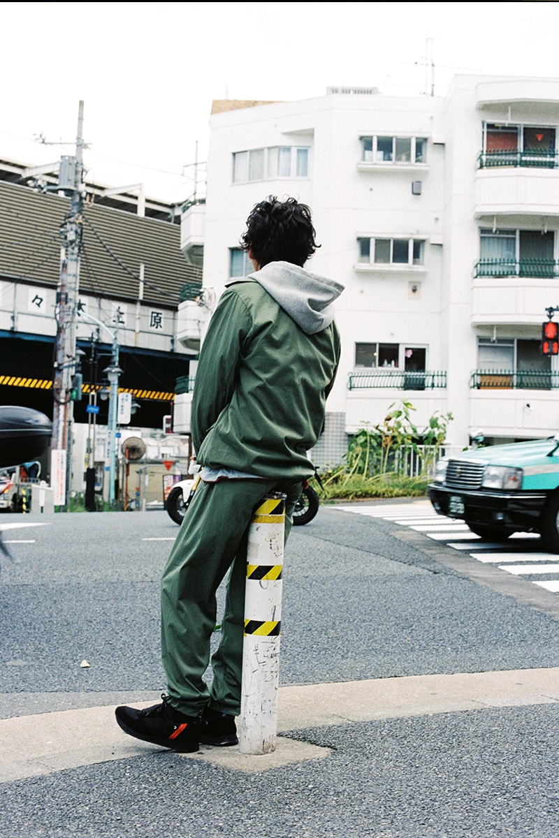 PHINGERIN Spring/Summer 2019 Lookbook camouflage vest Japan accessories sweat sweatshirt sweatpants trousers jacket outerwear baghead hats red pants tee tshirt silk tang suit jacket bomber 