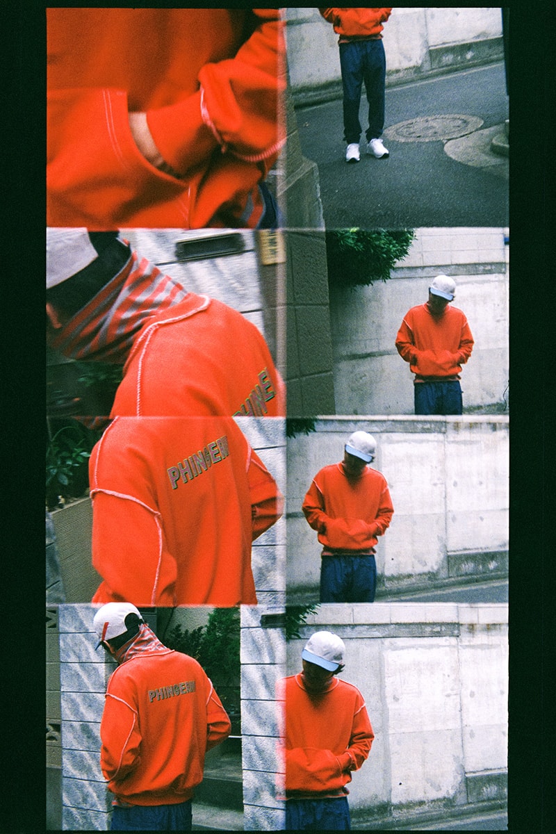 PHINGERIN Spring/Summer 2019 Lookbook camouflage vest Japan accessories sweat sweatshirt sweatpants trousers jacket outerwear baghead hats red pants tee tshirt silk tang suit jacket bomber 