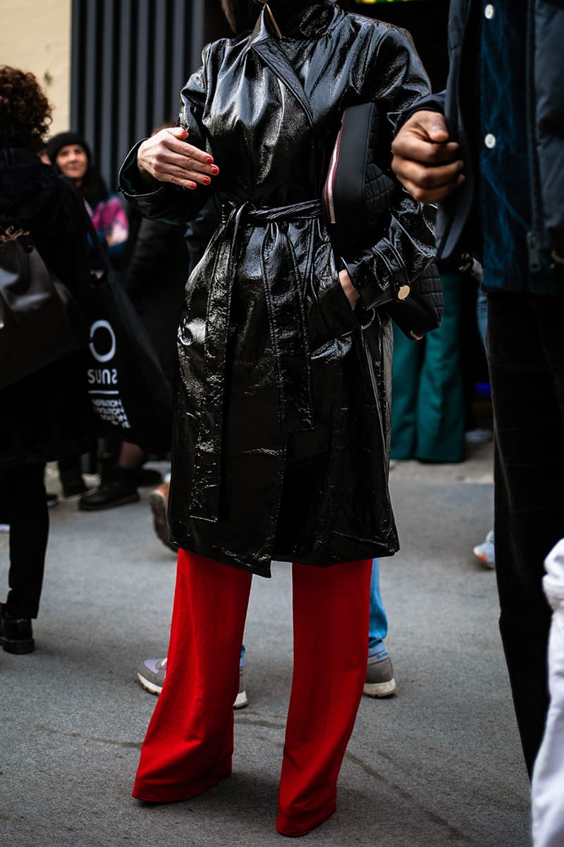Pitti Uomo Fall/Winter 2019 Street Style Shearling Denim Jackets Burberry Louis Vuitton Stone Island Blazers Carhartt Palm Angels Balenciaga Nike Cav Empt Salomon Fendi Prada