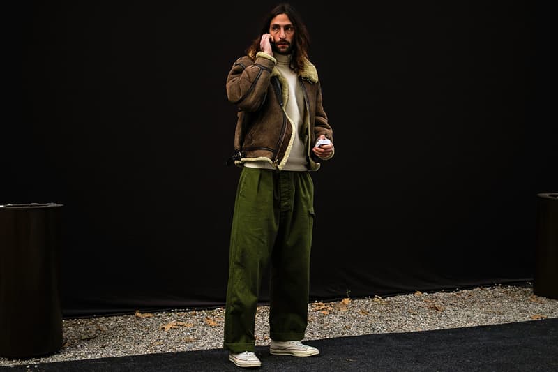 Pitti Uomo Fall/Winter 2019 Street Style Shearling Denim Jackets Burberry Louis Vuitton Stone Island Blazers Carhartt Palm Angels Balenciaga Nike Cav Empt Salomon Fendi Prada