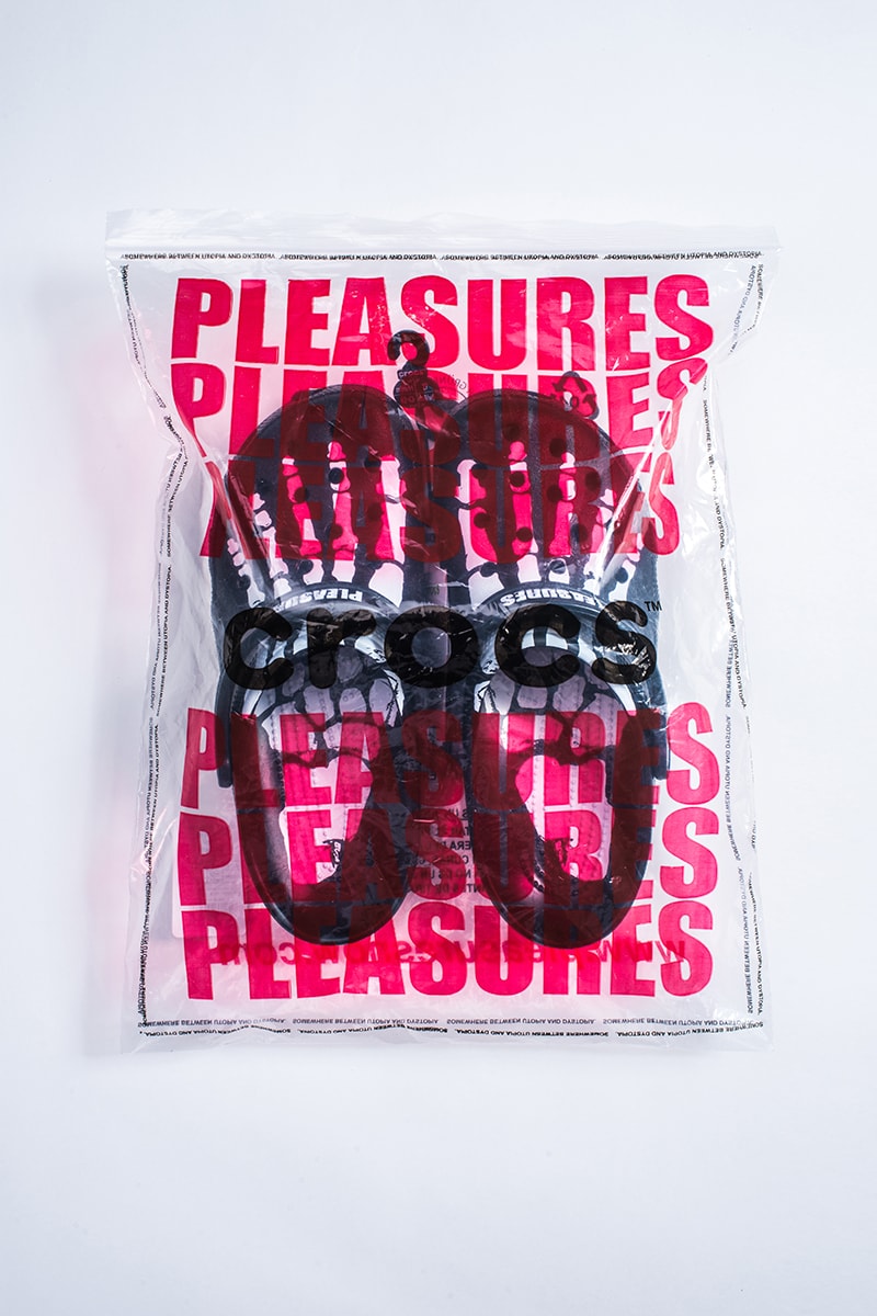 PLEASURES Crocs Collaboration Release Date black white 2019 footwear sneakers bones graphics skeleton open-toe summer rubber Alex James