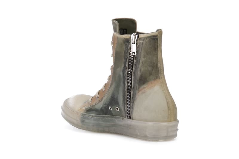 Rick Owens Modernizes Classical High Top Models sneakers black orange gray green beige sand info prices images farfetch babel geobasket calf leather footwear grunge goth footwear sneakers high-top 